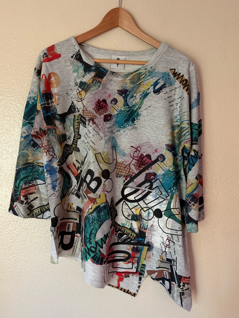 Indah Grey Oversized Tunic with Multicolor Abstract Print
